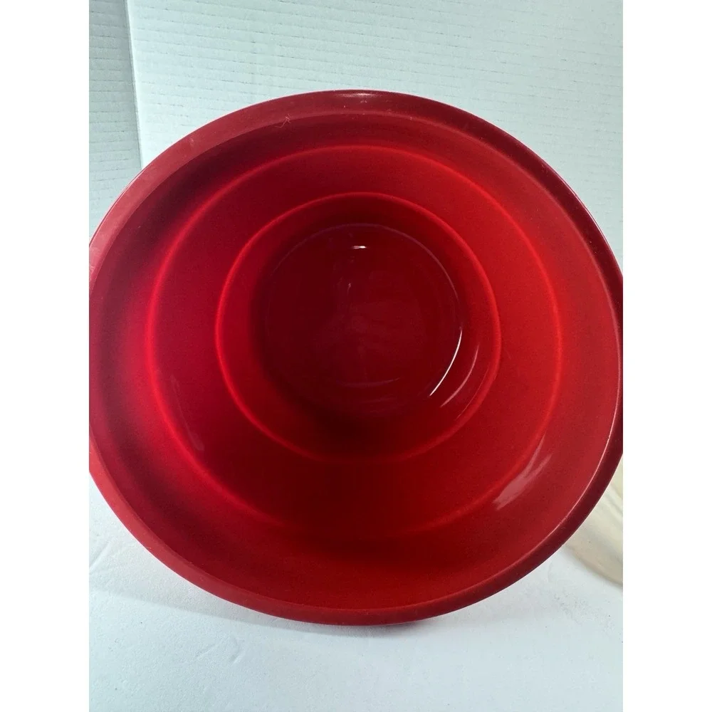 Pampered Chef Microwave Popcorn Maker (#1457) Red Silicone Bowl Collapsible